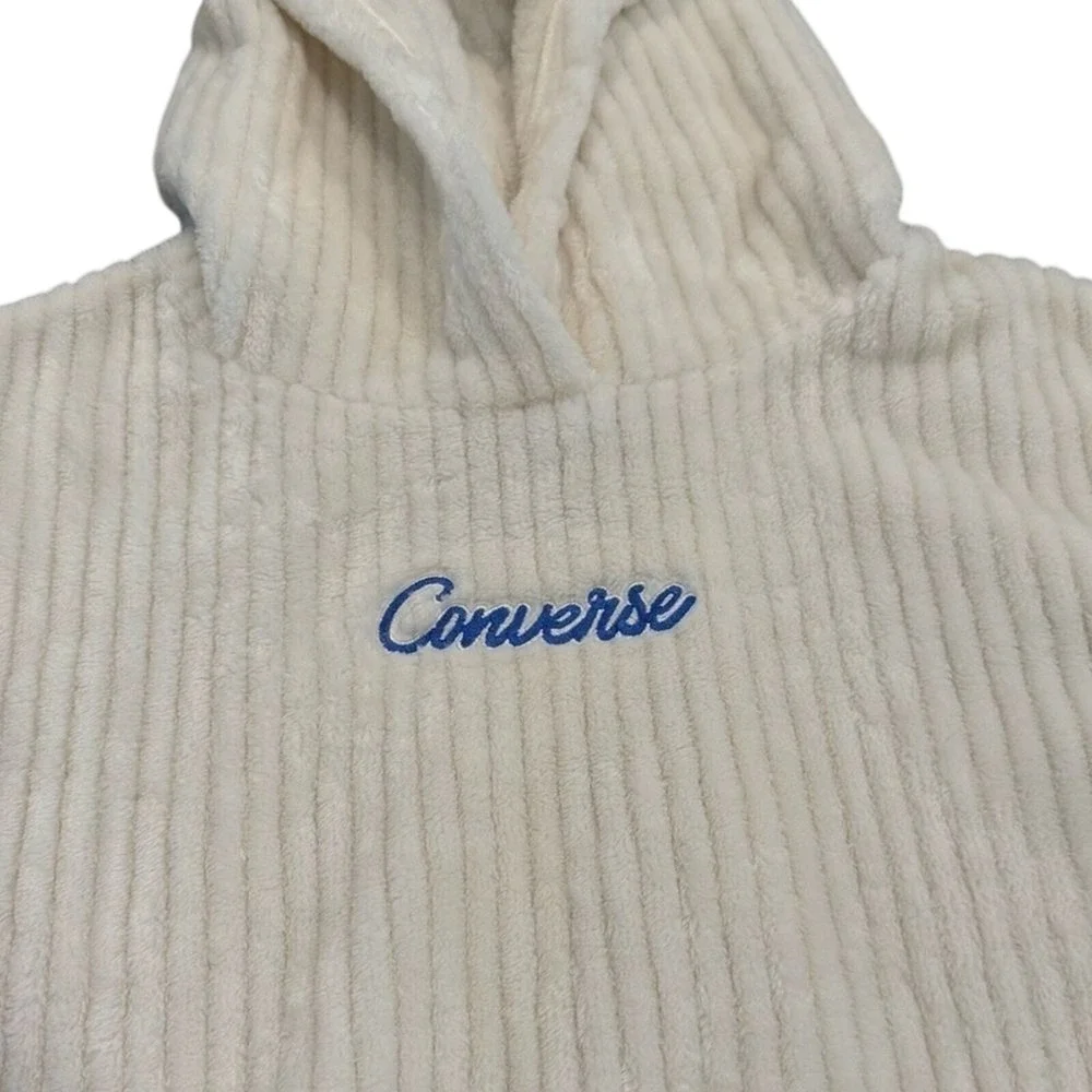 Converse Girls XL White Ribbed Pullover Hoodie 13-15Y‎ Soft Fleece Cozy